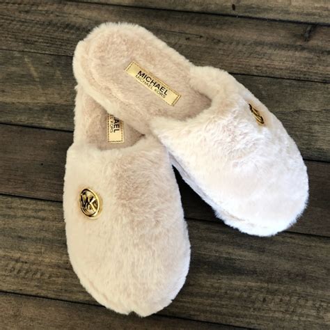 michael kors bedroom slippers|closed toe faux fur slipper.